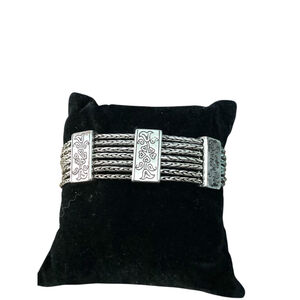 BRIGHTON Vintage Retired French Quarter Seven Strand Silver Toggle Bracelet 1848